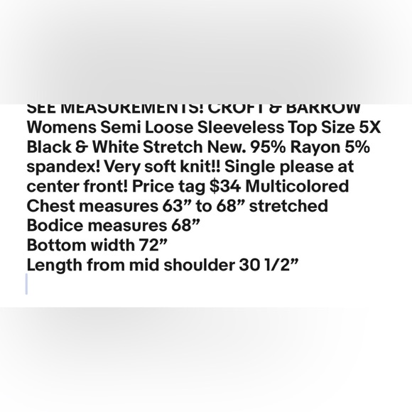 Womens CROFT & BARROW Semi Loose Sleeveless Top Size 5X Stretch New - Picture 8 of 8
